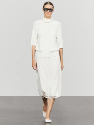 Dzianinowy Sweter Z Golfem - Biały - Massimo Dutti - Female