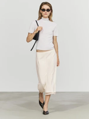 Dzianinowy Sweter Z Golfem I Krótkim Rękawem - Surowy - Massimo Dutti - Female