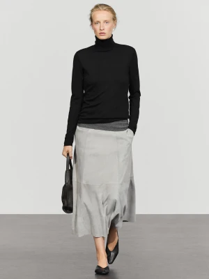 Dzianinowy Sweter Z Golfem Z Dodatkiem Wełny - Czarny - Massimo Dutti - Female