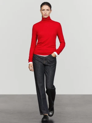 Dzianinowy Sweter Z Golfem Z Dodatkiem Wełny - Czerwony - Massimo Dutti - Female