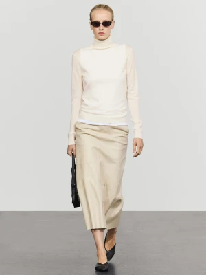 Dzianinowy Sweter Z Golfem Z Dodatkiem Wełny - Surowy - Massimo Dutti - Female
