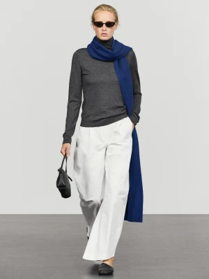 Dzianinowy Sweter Z Golfem Z Dodatkiem Wełny - Szary - Massimo Dutti - Female