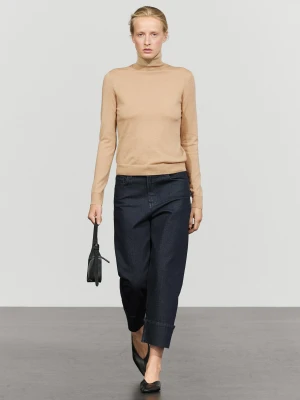 Dzianinowy Sweter Z Golfem Z Dodatkiem Wełny - Wielbłądzi - Massimo Dutti - Female