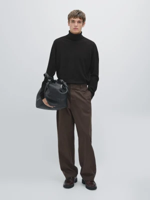 Dzianinowy Sweter Z Golfem Z Mieszanki Wełny - Czarny - - Massimo Dutti - Mężczyzna