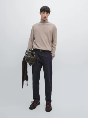 Dzianinowy Sweter Z Golfem Z Mieszanki Wełny - Ecru Średni - - Massimo Dutti - Mężczyzna