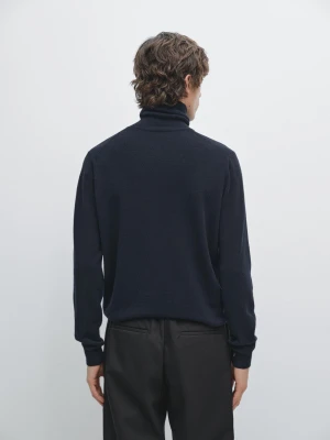 Dzianinowy Sweter Z Golfem Z Mieszanki Wełny - Granatowy - - Massimo Dutti - Mężczyzna