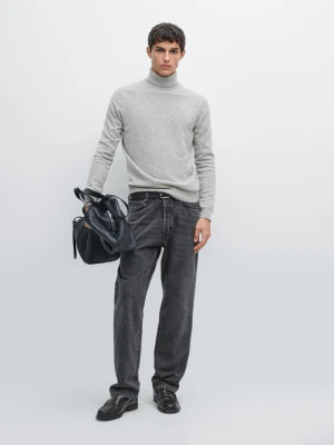 Dzianinowy Sweter Z Golfem Z Mieszanki Wełny - Szary Melanżowy - - Massimo Dutti - Mężczyzna