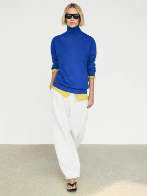 Dzianinowy Sweter Z Golfem Ze 100% Kaszmiru - Błękit Królewski - Massimo Dutti - Female