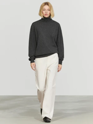 Dzianinowy Sweter Z Golfem Ze 100% Kaszmiru - Szary Antracytowy - Massimo Dutti - Female