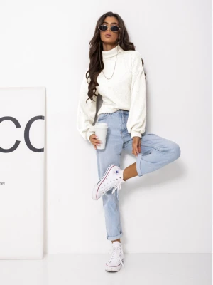 Dzianinowy sweter z golfem ZENARA - biały  magmac 