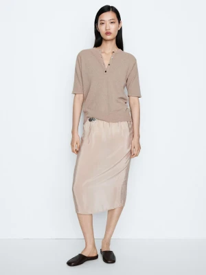 Dzianinowy Sweter Z Guzikami - Studio - Szarobrązowy - Massimo Dutti - Female