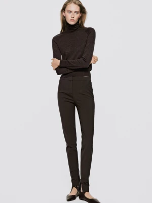 Dzianinowy Sweter Z Guzikami Ze 100% Wełny - Limited Edition - Czekoladowy - Massimo Dutti - Female