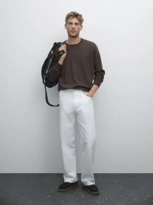 Dzianinowy Sweter Z Kaszmiru Z Okrągłym Dekoltem - Brązowy - - Massimo Dutti - Mężczyzna