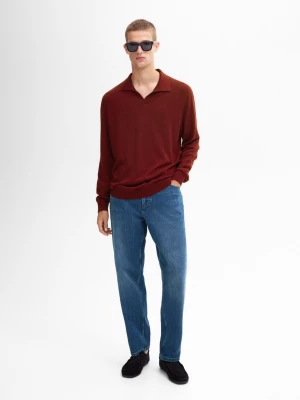 Dzianinowy Sweter Z Kołnierzykiem Polo - Terakota - - Massimo Dutti - Mężczyzna