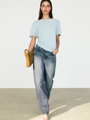 Dzianinowy Sweter Z Krótkim Rękawem Ze 100% Kaszmiru - Błękitny - Massimo Dutti - Female