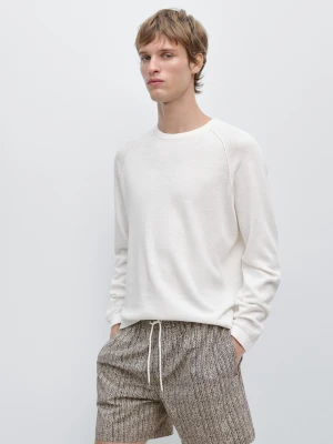 Zdjęcie produktu Dzianinowy Sweter Z Lnu Z Okrągłym Dekoltem - Surowy - - Massimo Dutti - Mężczyzna