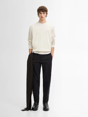 Dzianinowy Sweter Z Mieszanki Bawełny - Beżowy - - Massimo Dutti - Mężczyzna