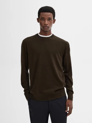 Dzianinowy Sweter Z Mieszanki Bawełny - Ciemny Khaki - - Massimo Dutti - Mężczyzna