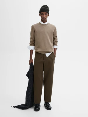 Dzianinowy Sweter Z Mieszanki Bawełny - Ecru Średni - - Massimo Dutti - Mężczyzna