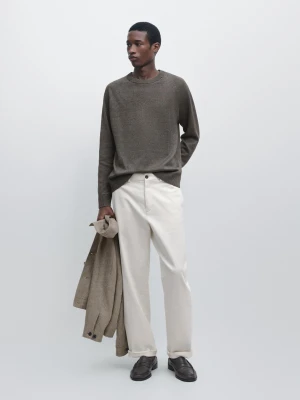 Zdjęcie produktu Dzianinowy Sweter Z Mieszanki Bawełny - Szarawozielony - - Massimo Dutti - Mężczyzna