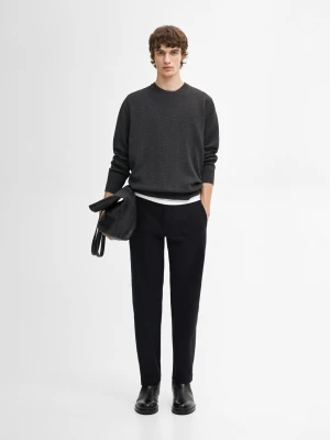 Dzianinowy Sweter Z Mieszanki Bawełny - Szary - - Massimo Dutti - Mężczyzna
