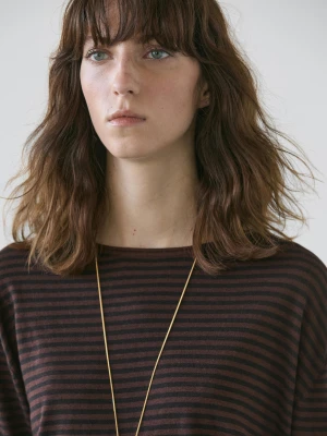 Dzianinowy Sweter Z Mieszanki Bawełny W Paski - Brązowy - - Massimo Dutti - Kobieta