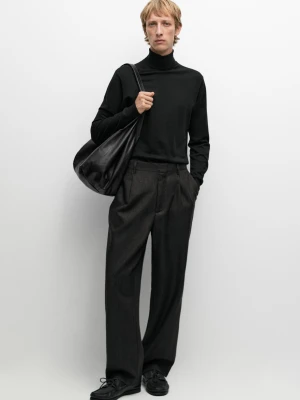 Dzianinowy Sweter Z Mieszanki Bawełny Z Golfem - Czarny - Massimo Dutti - Male