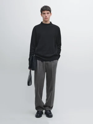 Dzianinowy Sweter Z Mieszanki Bawełny Z Półgolfem - Czarny - - Massimo Dutti - Mężczyzna