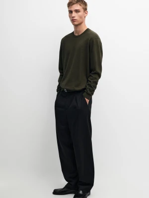 Dzianinowy Sweter Z Mieszanki Bawełny - Zielony - Massimo Dutti - Male