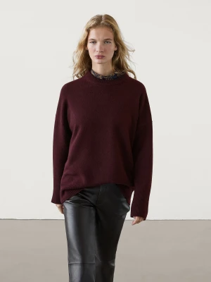 Dzianinowy Sweter Z Mieszanki Wełny - Bordowy - - Massimo Dutti - Kobieta