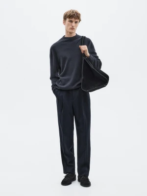 Dzianinowy Sweter Z Mieszanki Wełny I Kaszmiru − Limited - Granatowy - - Massimo Dutti - Mężczyzna