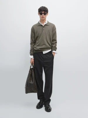 Zdjęcie produktu Dzianinowy Sweter Z Mieszanki Wełny Jaka - Ziel Pop - - Massimo Dutti - Mężczyzna
