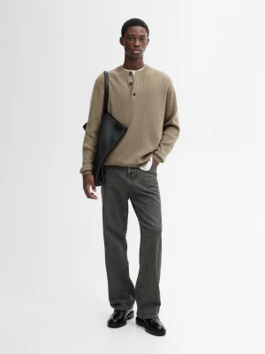 Dzianinowy Sweter Z Mieszanki Wełny - Jansy Khaki - - Massimo Dutti - Mężczyzna