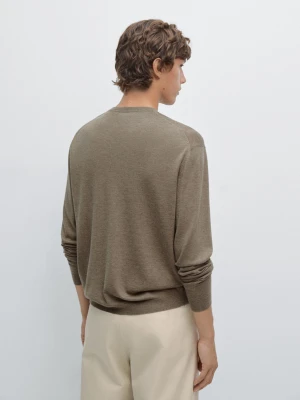 Dzianinowy Sweter Z Mieszanki Wełny - Khaki - - Massimo Dutti - Mężczyzna