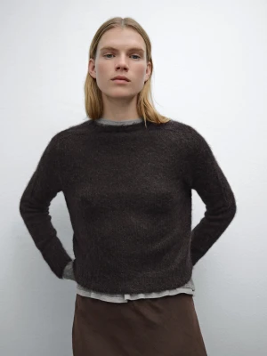 Dzianinowy Sweter Z Mieszanki Wełny Z Alpaki - Mokka - - Massimo Dutti - Kobieta