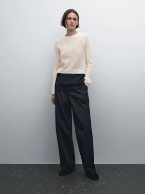 Dzianinowy Sweter Z Mieszanki Wełny Z Alpaki - Surowy - - Massimo Dutti - Kobieta