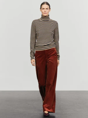 Dzianinowy Sweter Z Mieszanki Wełny Z Golfem - Granatowy - Massimo Dutti - Female