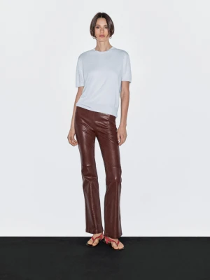 Dzianinowy Sweter Z Mieszanki Wełny Z Krótkim Rękawem - Błękitny - - Massimo Dutti - Kobieta