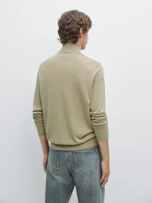 Dzianinowy Sweter Z Mieszanki Wełny Z Półgolfem - Zielony - - Massimo Dutti - Mężczyzna
