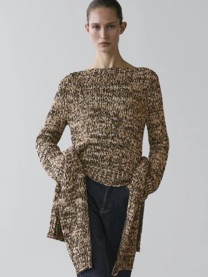 Dzianinowy Sweter Z Muliny Z Mieszanki Bawełny - Wielbłądzi - - Massimo Dutti - Kobieta