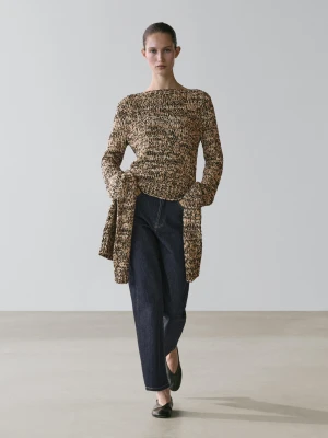 Dzianinowy Sweter Z Muliny Z Mieszanki Bawełny - Wielbłądzi - - Massimo Dutti - Kobieta
