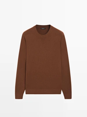 Zdjęcie produktu Dzianinowy Sweter Z Okrągłym Dekoltem Z Bawełny I Wełny - Multicolor - - Massimo Dutti - Mężczyzna