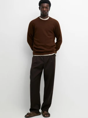 Zdjęcie produktu Dzianinowy Sweter Z Okrągłym Dekoltem Z Bawełny I Wełny - Multicolor - - Massimo Dutti - Mężczyzna