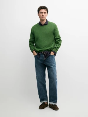 Zdjęcie produktu Dzianinowy Sweter Z Okrągłym Dekoltem Z Lnu I Kaszmiru - Limonkowy - - Massimo Dutti - Mężczyzna