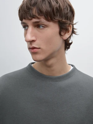 Dzianinowy Sweter Z Półgolfem - Nieb. Pop - - Massimo Dutti - Mężczyzna