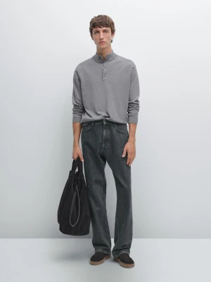 Dzianinowy Sweter Z Półgolfem - Szary Antracytowy - - Massimo Dutti - Mężczyzna