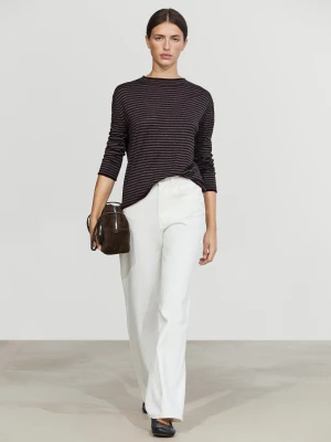 Dzianinowy Sweter Z Półgolfem W Paski - Szarobrązowy - Massimo Dutti - Female