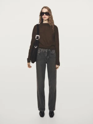 Dzianinowy Sweter Z Półgolfem Z Mieszanki Wełny - Brązowy - - Massimo Dutti - Kobieta