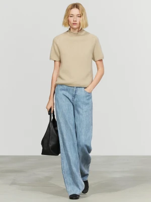 Dzianinowy Sweter Z Półgolfem Ze 100% Kaszmiru - Norkowy - Massimo Dutti - Female