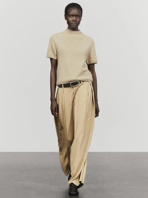 Dzianinowy Sweter Z Półgolfem Ze 100% Kaszmiru - Norkowy - Massimo Dutti - Female